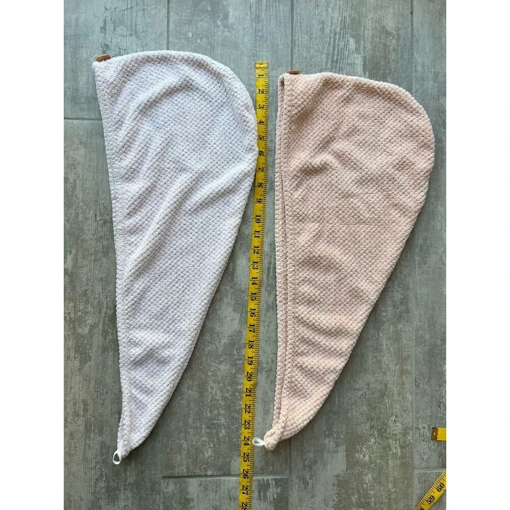 Set of 2 Pink Ultra-Absorbent Microfiber Twist Turban Hair Towel Wrap Quick Dry